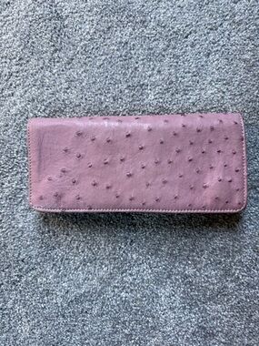 Lucchese Pink/Purple Ostrich-Embossed Leather Wallet